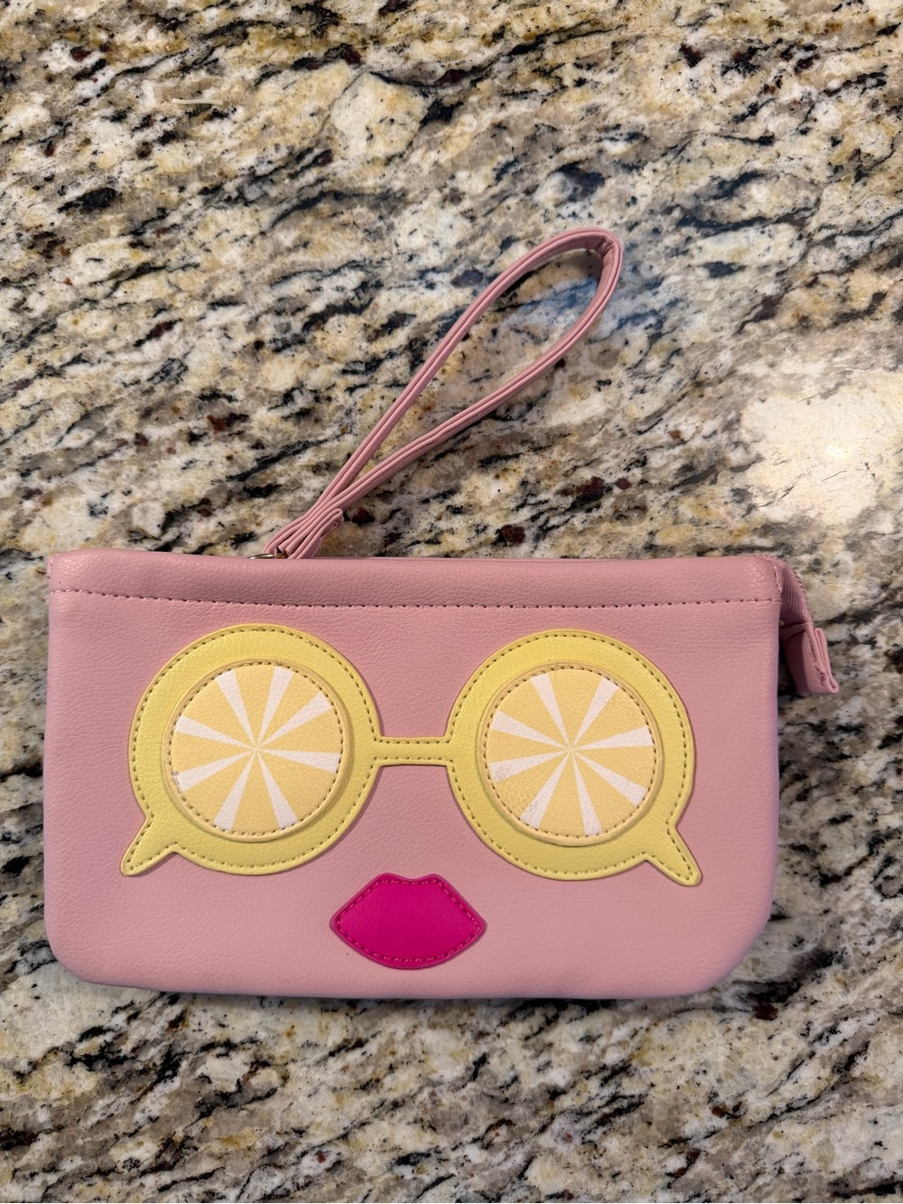 Betsey Johnson Pink Clutch with Yellow Lemon Sunglass Appliqué